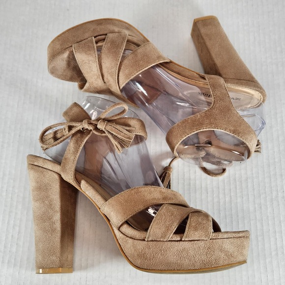 Seven Dials Nude Naomi Platform Block Heels With Tassels Size 9 - Picture 6 of 8